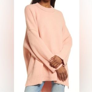 Free People Peach color Peaches Tunic Sweater Caspia Small Boho Oversized.